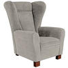 OHRENSESSEL in Flachgewebe Hellgrau  - Hellgrau/Braun, Design, Holz/Textil (95/109/97cm) - Livetastic