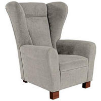 OHRENSESSEL in Flachgewebe Hellgrau  - Hellgrau/Braun, Design, Holz/Textil (95/109/97cm) - Livetastic