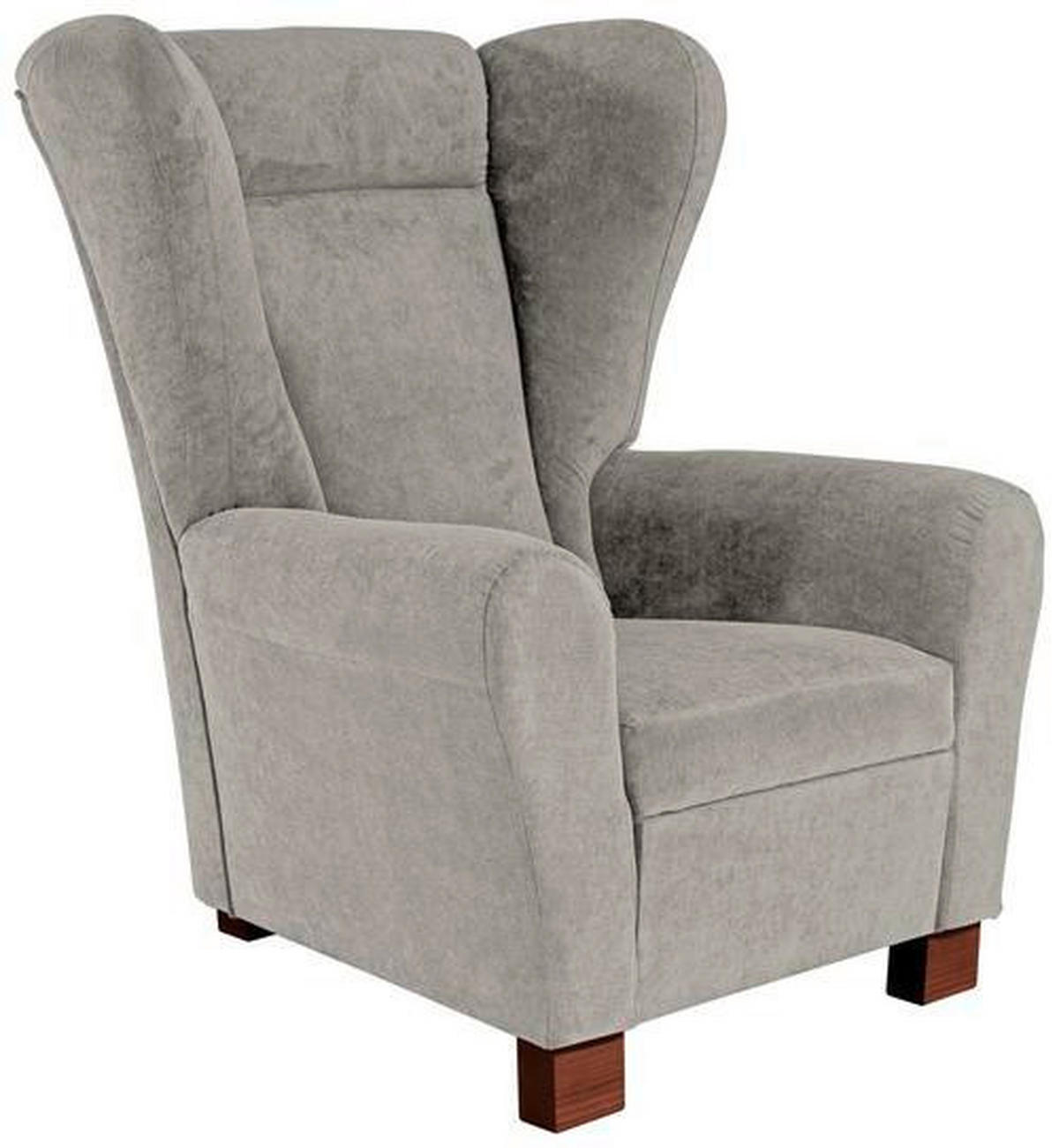 OHRENSESSEL in Flachgewebe Hellgrau  - Hellgrau/Braun, Design, Holz/Textil (95/109/97cm) - Livetastic
