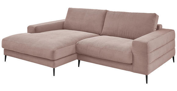 ECKSOFA in Feincord Altrosa  - Schwarz/Altrosa, Design, Textil/Metall (177/253cm) - Dieter Knoll