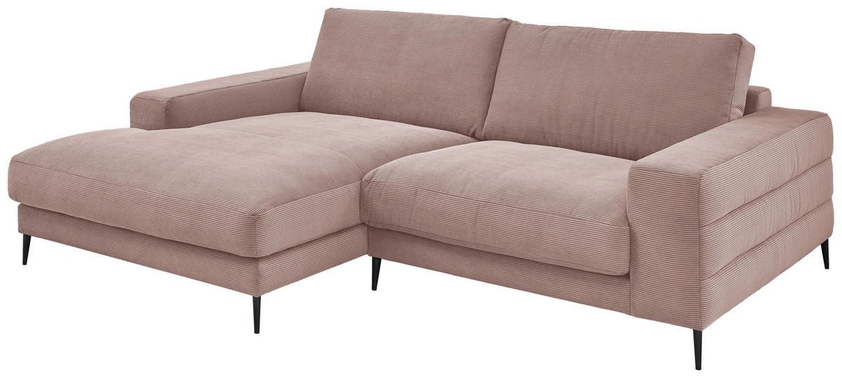 ECKSOFA in Feincord Altrosa  - Schwarz/Altrosa, Design, Textil/Metall (177/253cm) - Dieter Knoll