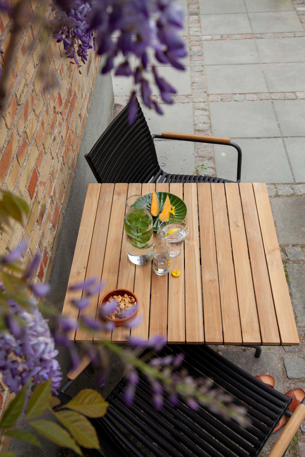 BALKONSET   - Anthrazit/Schwarz, Natur, Holz/Kunststoff (105/74/70cm) - Gardenson