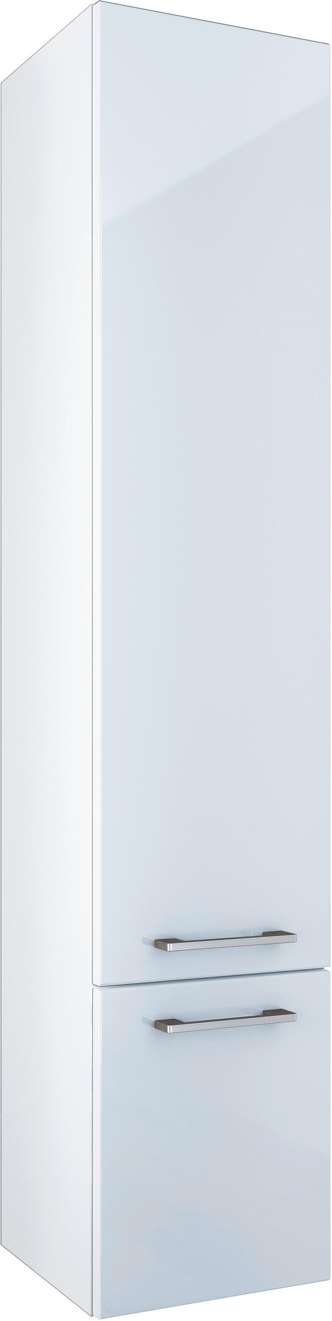 HOCHSCHRANK 35/168/35 cm  - Chromfarben/Weiß Hochglanz, Basics, Glas/Holzwerkstoff (35/168/35cm)