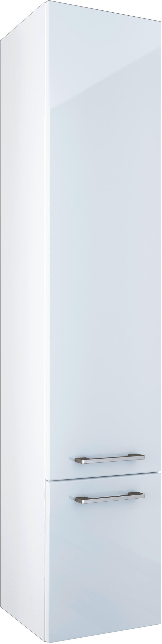 HOCHSCHRANK 35/168/35 cm  - Chromfarben/Weiß Hochglanz, Basics, Glas/Holzwerkstoff (35/168/35cm)