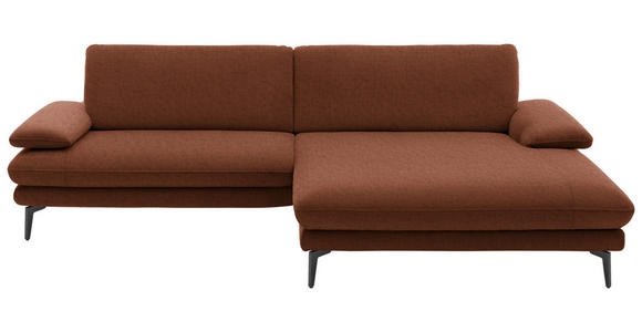 ECKSOFA in Velours Kupferfarben 284/184 cm - Schwarz/Kupferfarben, Design, Textil/Metall (284/184cm) - Dieter Knoll