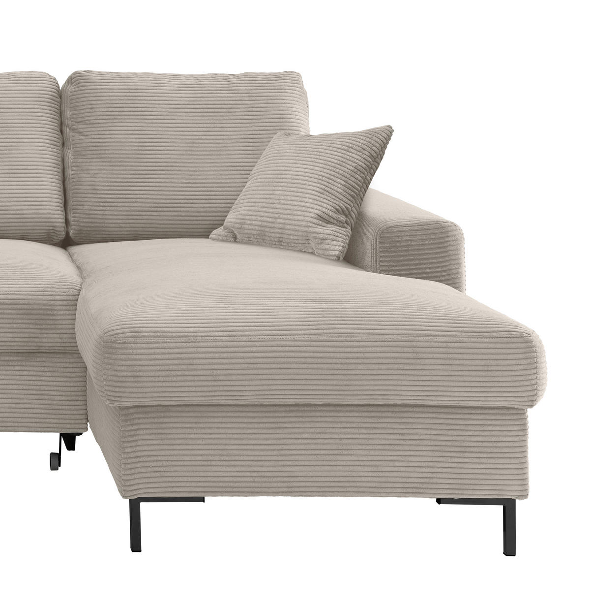 ECKSCHLAFSOFA in Cord Beige  - Beige/Schwarz, KONVENTIONELL, Textil/Metall (237/143cm) - Livetastic