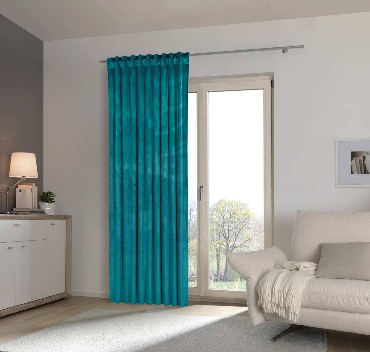 FERTIGVORHANG  blickdicht   135/245 cm  - Petrol, Basics, Textil (135/245cm) - Esposa