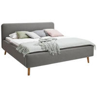 POLSTERBETT 160/200 cm  in Hellgrau  - Eichefarben/Hellgrau, Design, Holz/Textil (160/200cm) - Livetastic