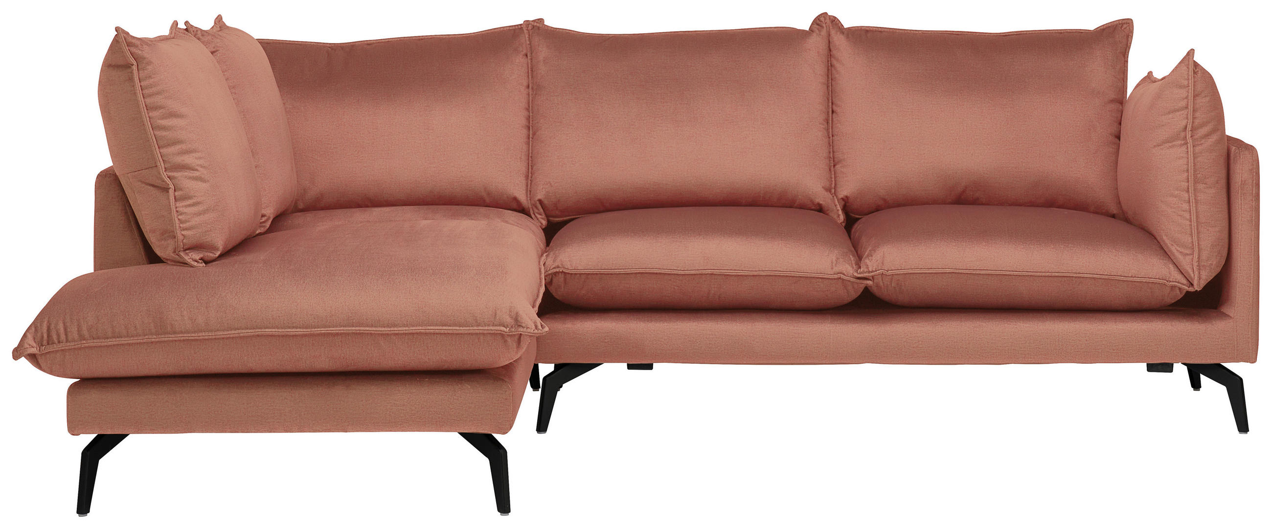 ECKSOFA in Samt Orange  - Schwarz/Orange, Design, Textil/Metall (200/241cm) - Carryhome