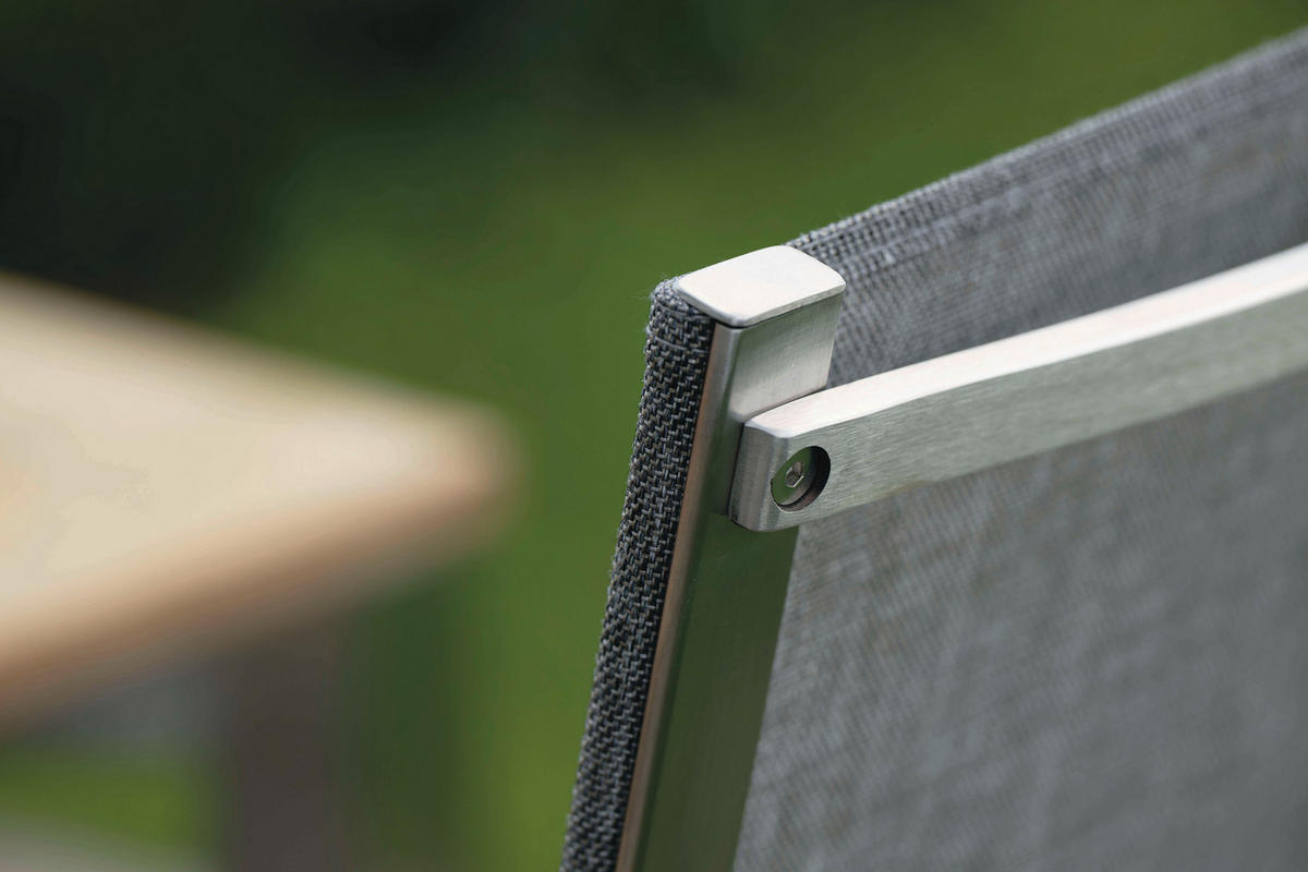 STAPELSESSEL in Holz, Metall, Textil Edelstahlfarben, Hellgrau, Teakfarben  - Edelstahlfarben/Hellgrau, Basics, Holz/Textil (56/110/67cm) - Stern