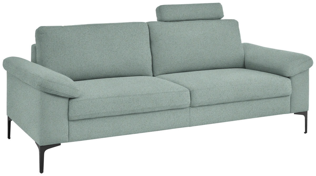 3-SITZER-SOFA in Flachgewebe Salbeigrün  - Salbeigrün/Schwarz, Design, Textil/Metall (226/89/97cm) - Pure Home Lifestyle
