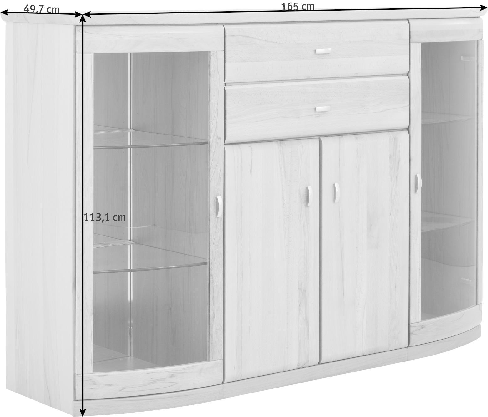 HIGHBOARD  in 165/113,1/49,7 cm  - Buchefarben/Alufarben, KONVENTIONELL, Glas/Holz (165/113,1/49,7cm) - Invivus