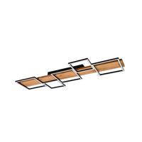 LED-DECKENLEUCHTE 115/7,5/44,5 cm   - Schwarz/Braun, Natur, Holz/Metall (115/7,5/44,5cm) - Trio Leuchten