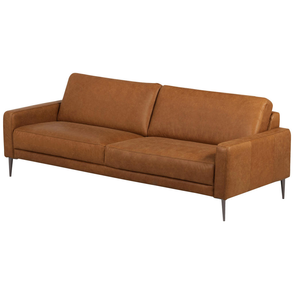 Thumbnail - Livetastic 3,5-Sitzer Spring, Cognac, Leder, Echtleder, Anilinleder, 207x85x92 cm, Made in EU, Rücken echt, Wohnzimmer, ...