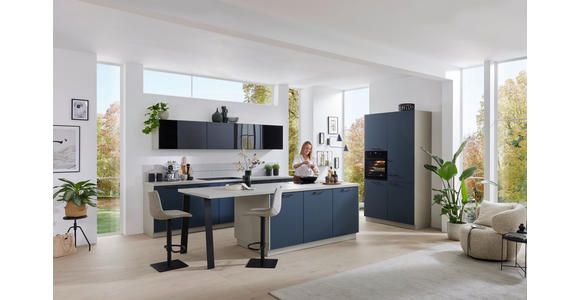 EINBAUKÜCHE   - Blau/Grau, Design, Holzwerkstoff - Novel