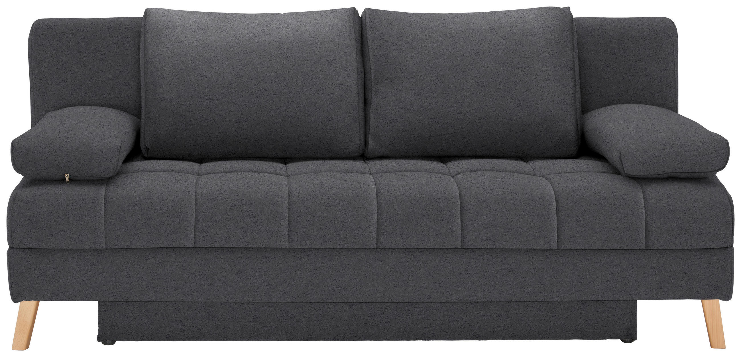 SCHLAFSOFA  mit Schlafen auf Sitzhöhe Flachgewebe Grau  - Naturfarben/Grau, KONVENTIONELL, Holz/Textil (195/90/90cm) - Cantus