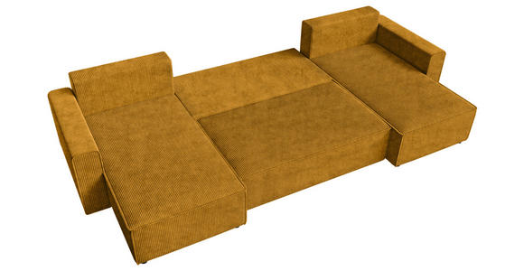 WOHNLANDSCHAFT Currygelb Cord  - Currygelb/Schwarz, KONVENTIONELL, Kunststoff/Textil (140/305/140cm) - Carryhome