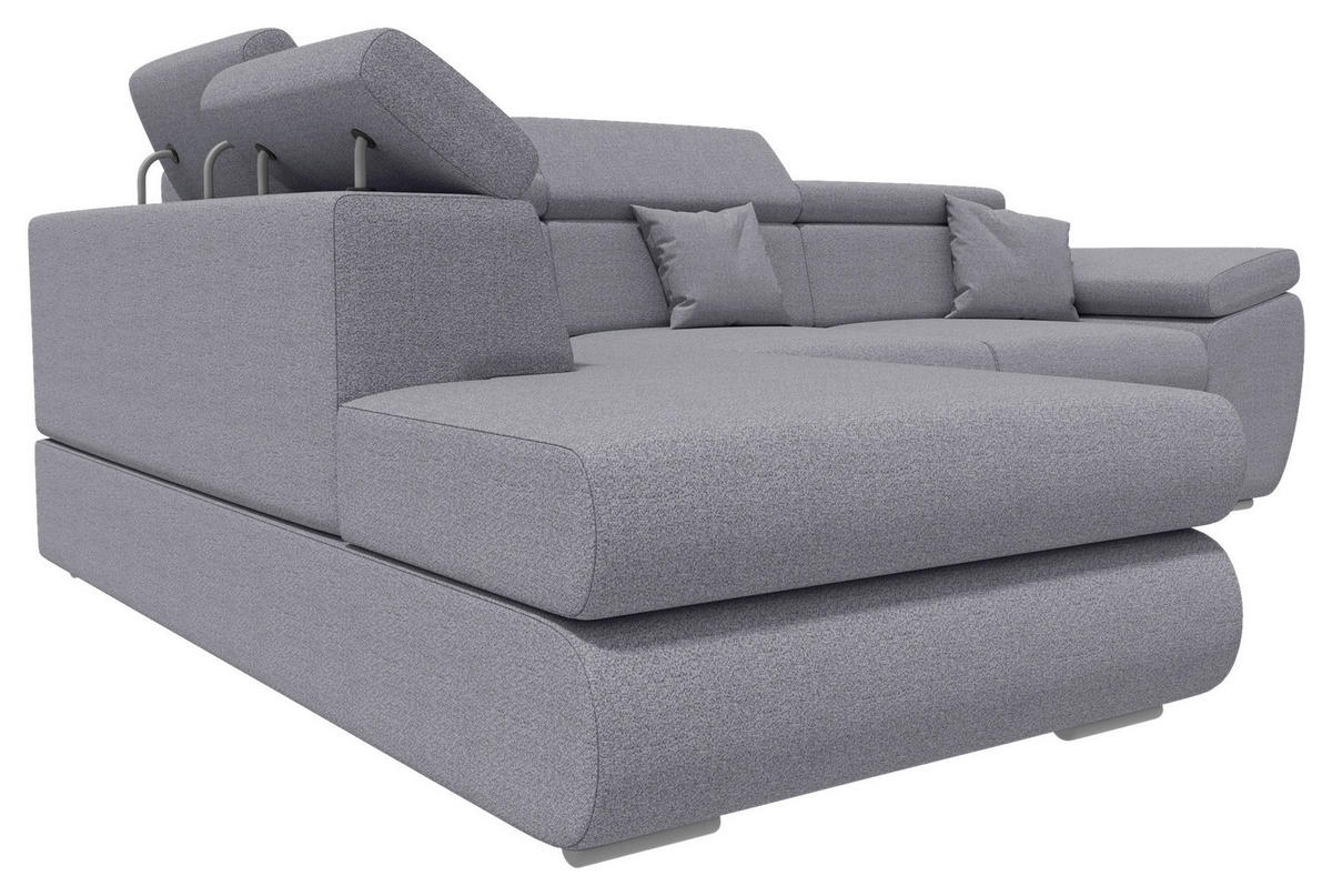 ECKSOFA Dunkelgrau Struktur  - Chromfarben/Dunkelgrau, KONVENTIONELL, Kunststoff/Textil (205/282cm) - Carryhome