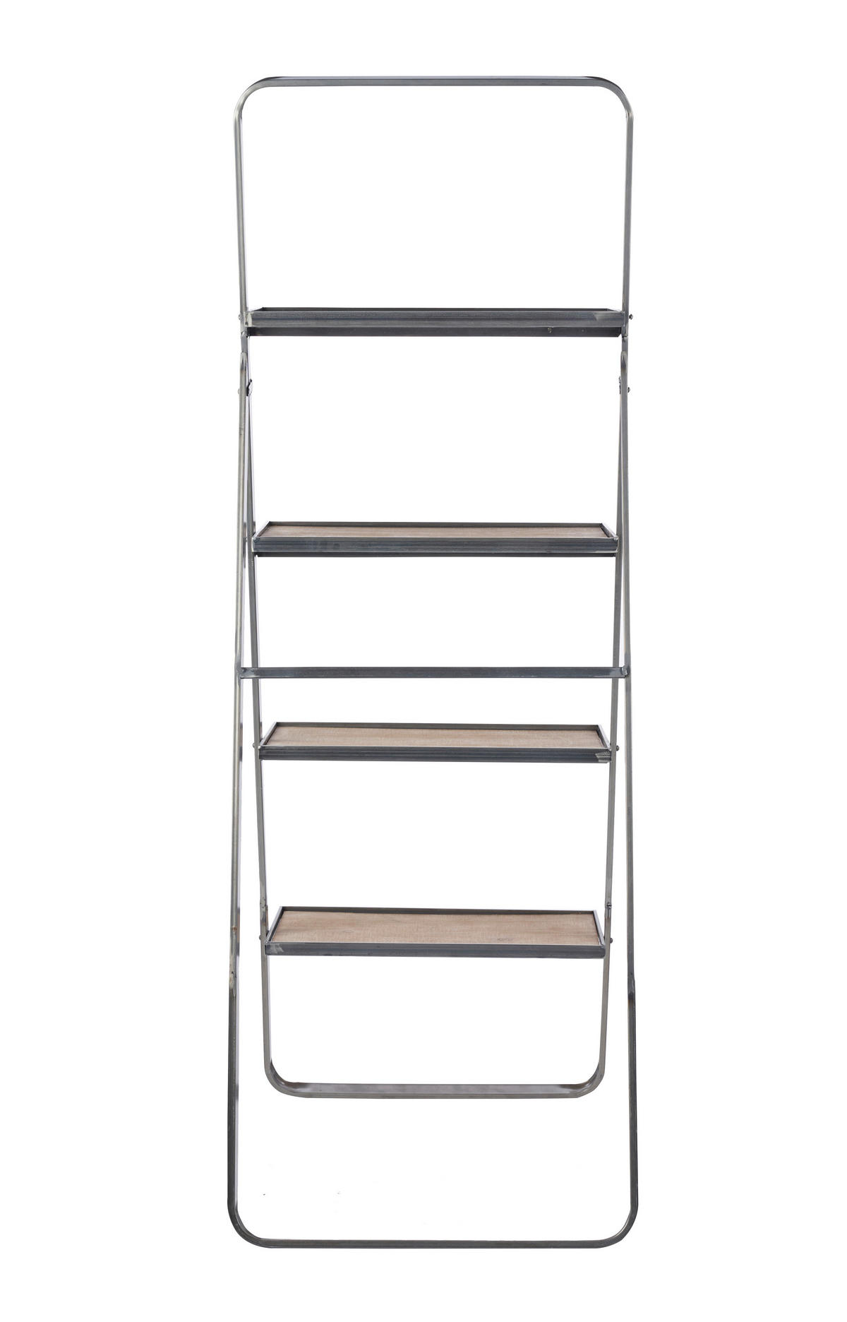 LEITERREGAL - Hellbraun/Hellgrau, Basics, Holz/Metall (52/72/145cm)