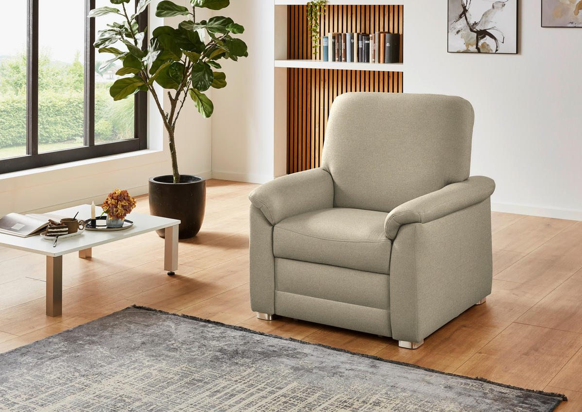 SESSEL Chenille Sandfarben  - Sandfarben/Alufarben, Konventionell, Textil/Metall (88/96/89cm) - Beldomo Comfort