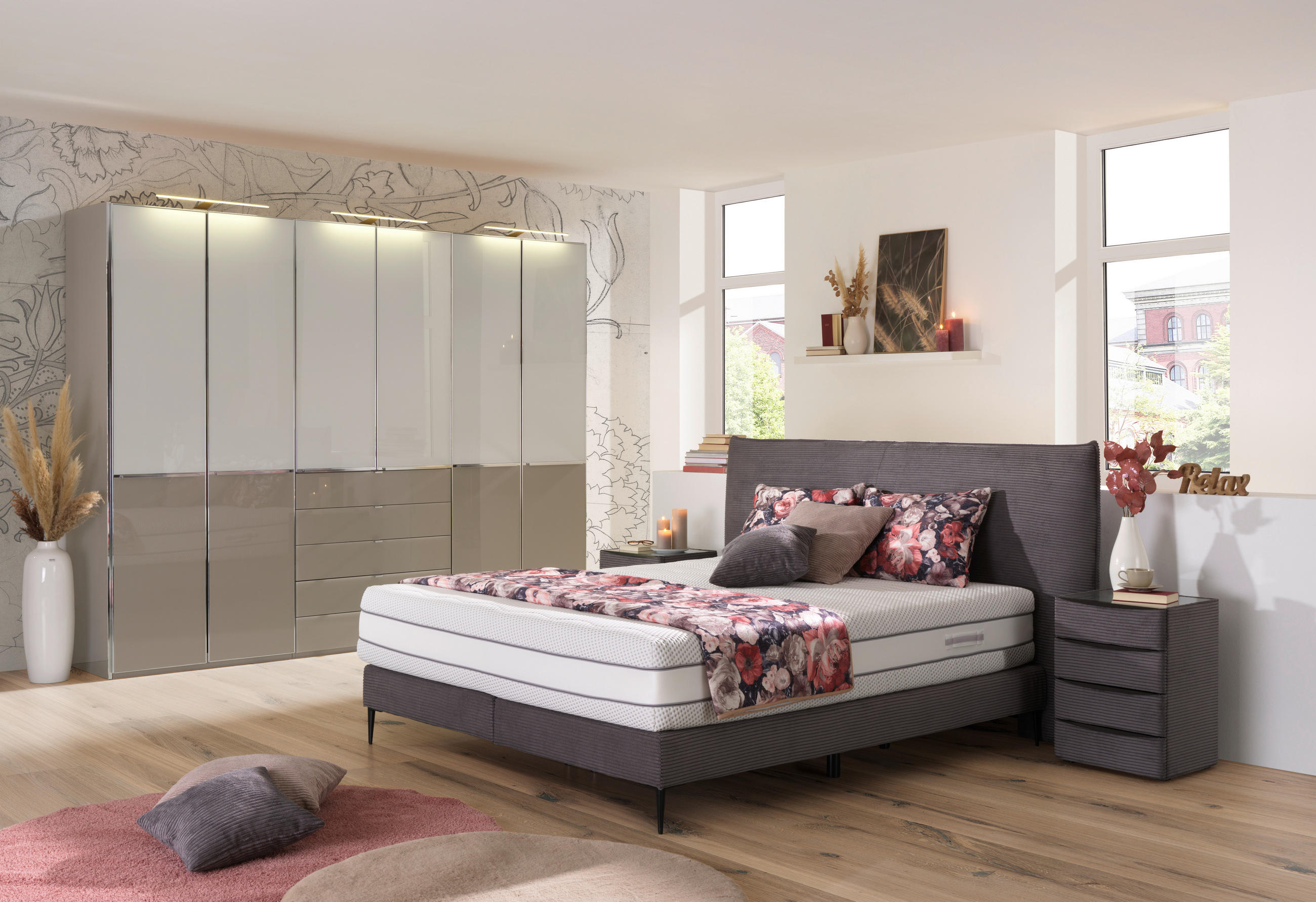 LIT BOXSPRING 160/200 cm  in Anthrazit  - Anthrazit/Schwarz, Modern, Textil/Metall (160/200cm) - Beldomo - Sleep