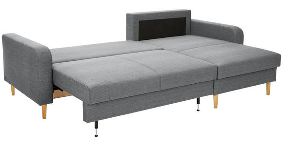 ECKSOFA in Flachgewebe Grau - Eiche Wotan/Grau, KONVENTIONELL, Holz/Textil (255/157cm) - Carryhome