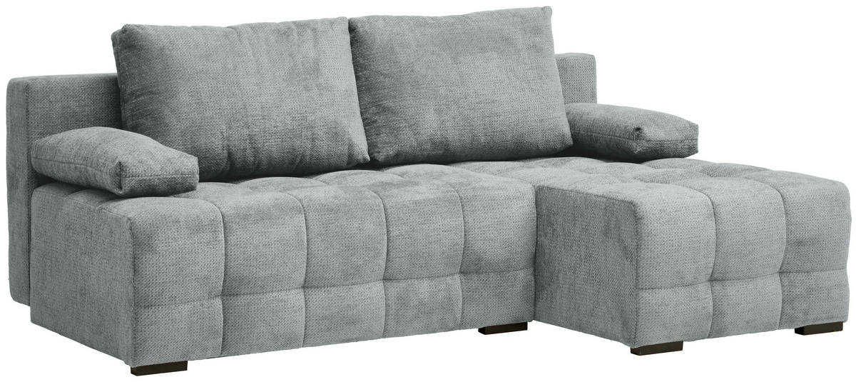 ECKSOFA in Chenille Grau  - Schwarz/Grau, MODERN, Kunststoff/Textil (204/145cm) - home24