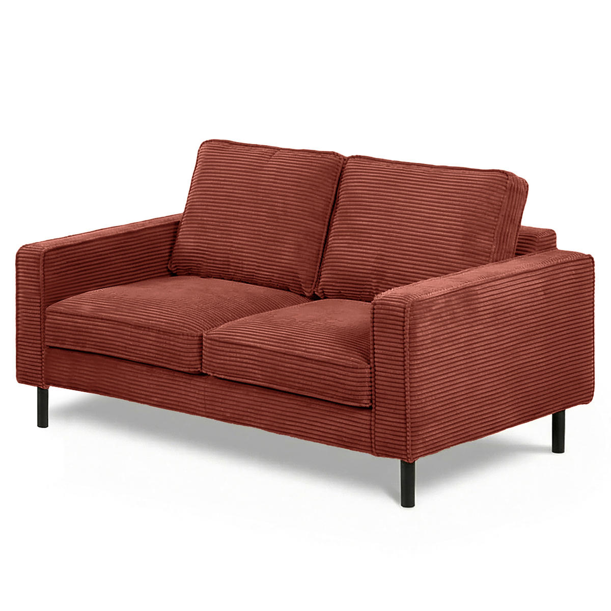 2-SITZER-SOFA Cord Rot  - Rot/Schwarz, Design, Textil/Metall (148/85/92cm) - Livetastic