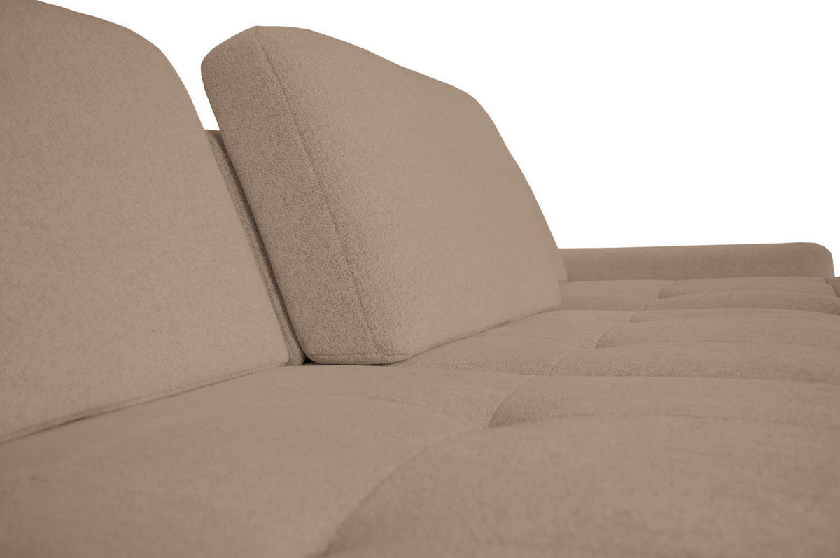 ECKSOFA ALMA in Chenille Beige  285/191 cm  - Beige/Schwarz, Design, Textil/Metall (285/191cm) - Livetastic