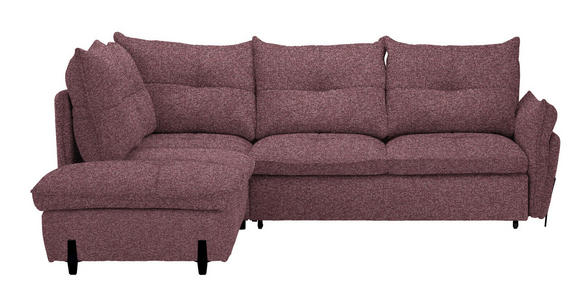 ECKSOFA in Bouclé Altrosa  - Schwarz/Altrosa, Design, Textil/Metall (220/250cm) - Xora