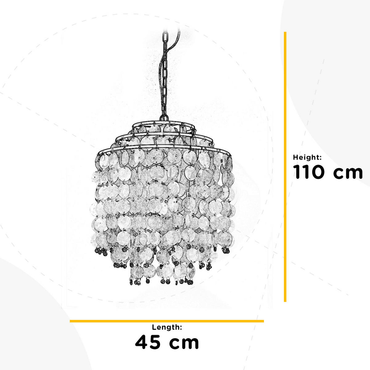 PENDELLEUCHTE 45/45/110 cm  - Perlmutt/Goldfarben, Basics, Naturmaterialien/Metall (45/45/110cm)
