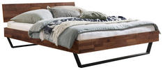 BETT Nussbaum massiv 180/200 cm Nussbaumfarben  - Anthrazit/Nussbaumfarben, MODERN, Holz/Metall (180/200cm) - Hasena