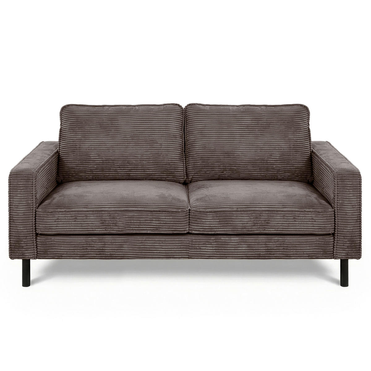 2,5-SITZER  in Cord Taupe Modern  - Taupe/Schwarz, Design, Textil/Metall (168/85/92cm) - Livetastic