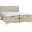 BOXSPRINGBETT 180/200 cm  in Beige  - Eichefarben/Beige, KONVENTIONELL, Holz/Textil (180/200cm) - Voleo