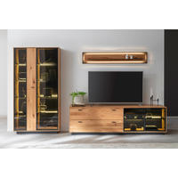 WOHNWAND  in Anthrazit, Eichefarben 319/190/50 cm  - Eichefarben/Anthrazit, Natur, Glas/Holz (319/190/50cm) - Linea Natura