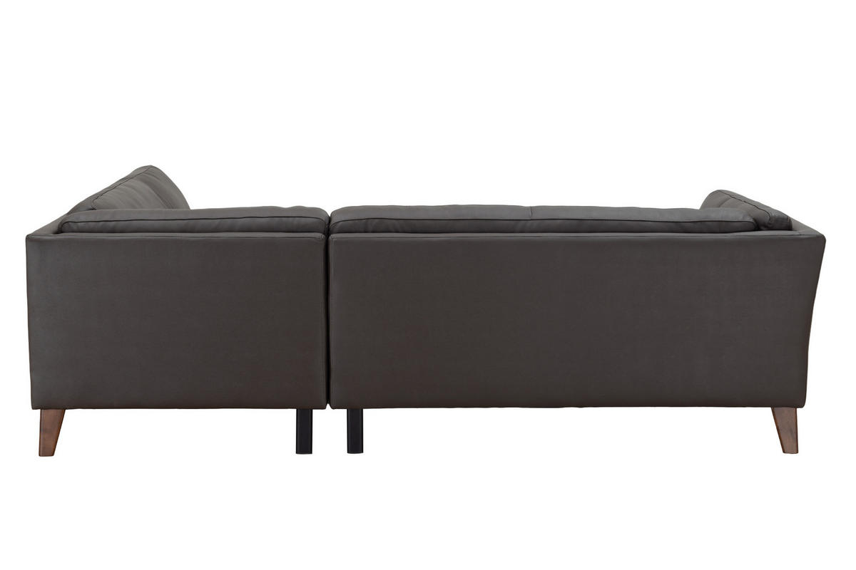 ECKSOFA SERA Braun Echtleder Lederlook  - Dunkelbraun/Braun, Design, Leder/Holz (235/194cm) - Livetastic