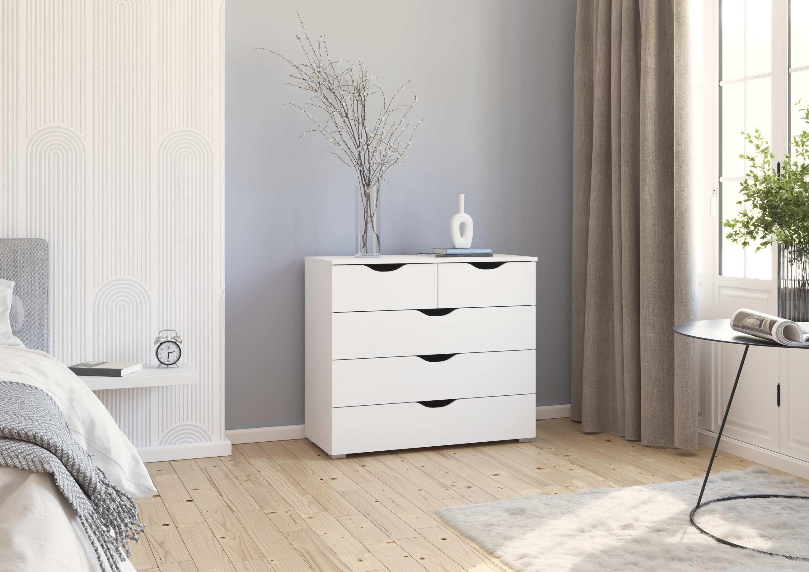 KOMMODE 93/81/42 cm  in Weiss  - Weiss/Silberfarben, Modern, Holzwerkstoff (93/81/42cm) - Boxxx