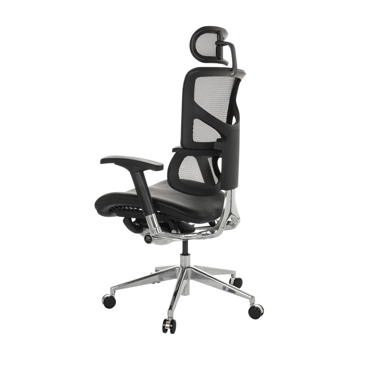 DREHSTUHL Schwarz  - Silberfarben/Schwarz, Basics, Leder/Kunststoff (70/124-146/67cm) - MID.YOU