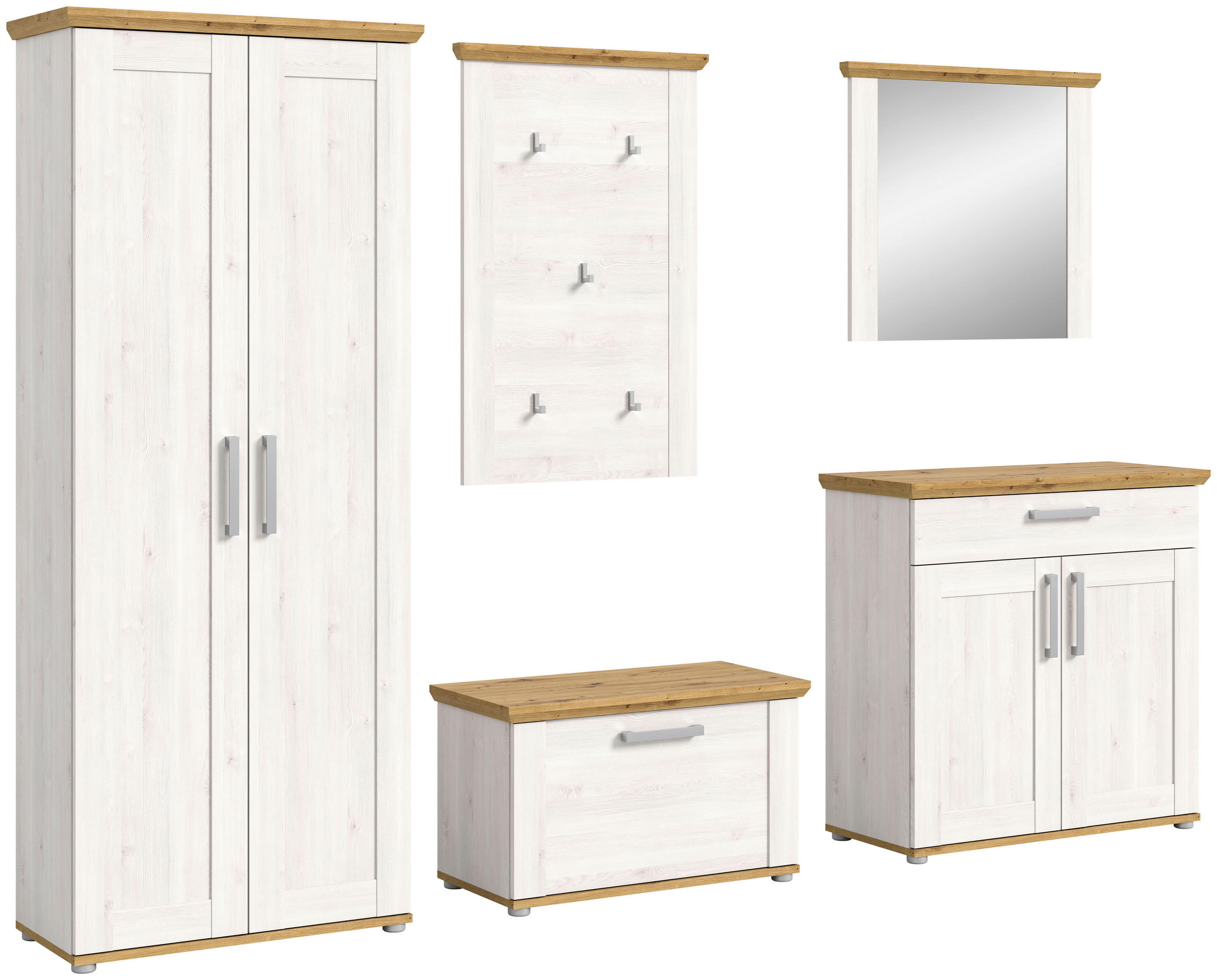 GARDEROBE 5-teilig in 276/194/37 cm - KONVENTIONELL, Holzwerkstoff (276/194/37cm) - MID.YOU