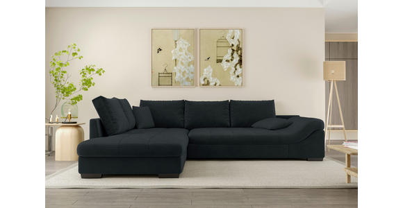 ECKSOFA Anthrazit Cord Zierkissen, Rückenkissen, Rücken echt  - Anthrazit/Schwarz, KONVENTIONELL, Holz/Textil (202/298cm) - Carryhome