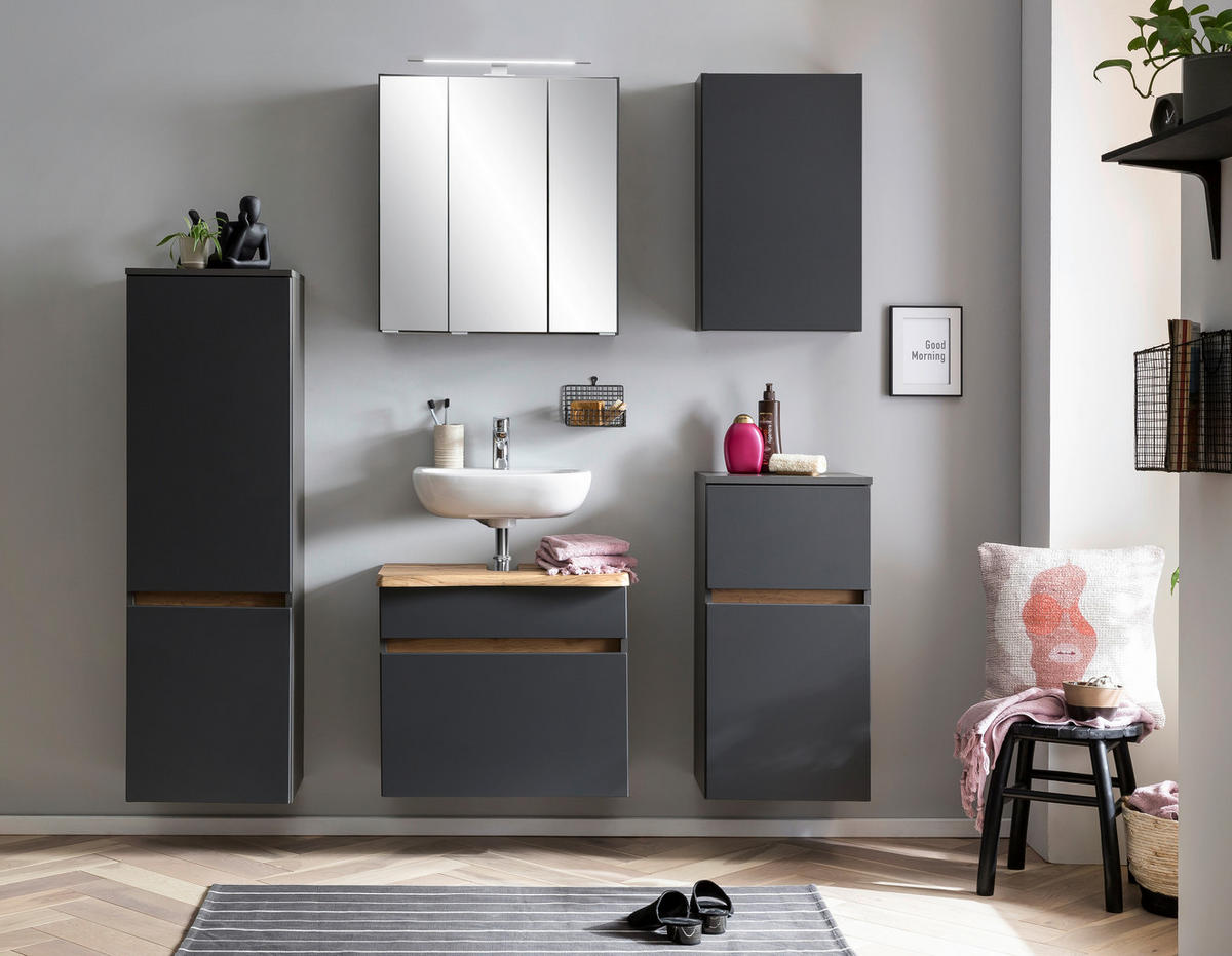 HÄNGESCHRANK 40/64/20 cm  - Graphitfarben/Grau, Natur, Holzwerkstoff (40/64/20cm) - Xora