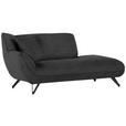 CHAISELONGUE in Samt Grau  - Schwarz/Grau, Design, Textil/Metall (190/90/95cm) - Carryhome