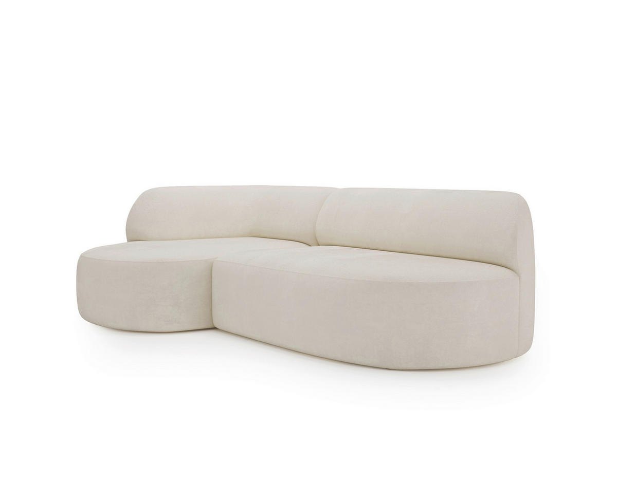 ECKSOFA Chenille Creme  - Creme/Schwarz, Design, Kunststoff/Textil (156/218cm) - Livetastic