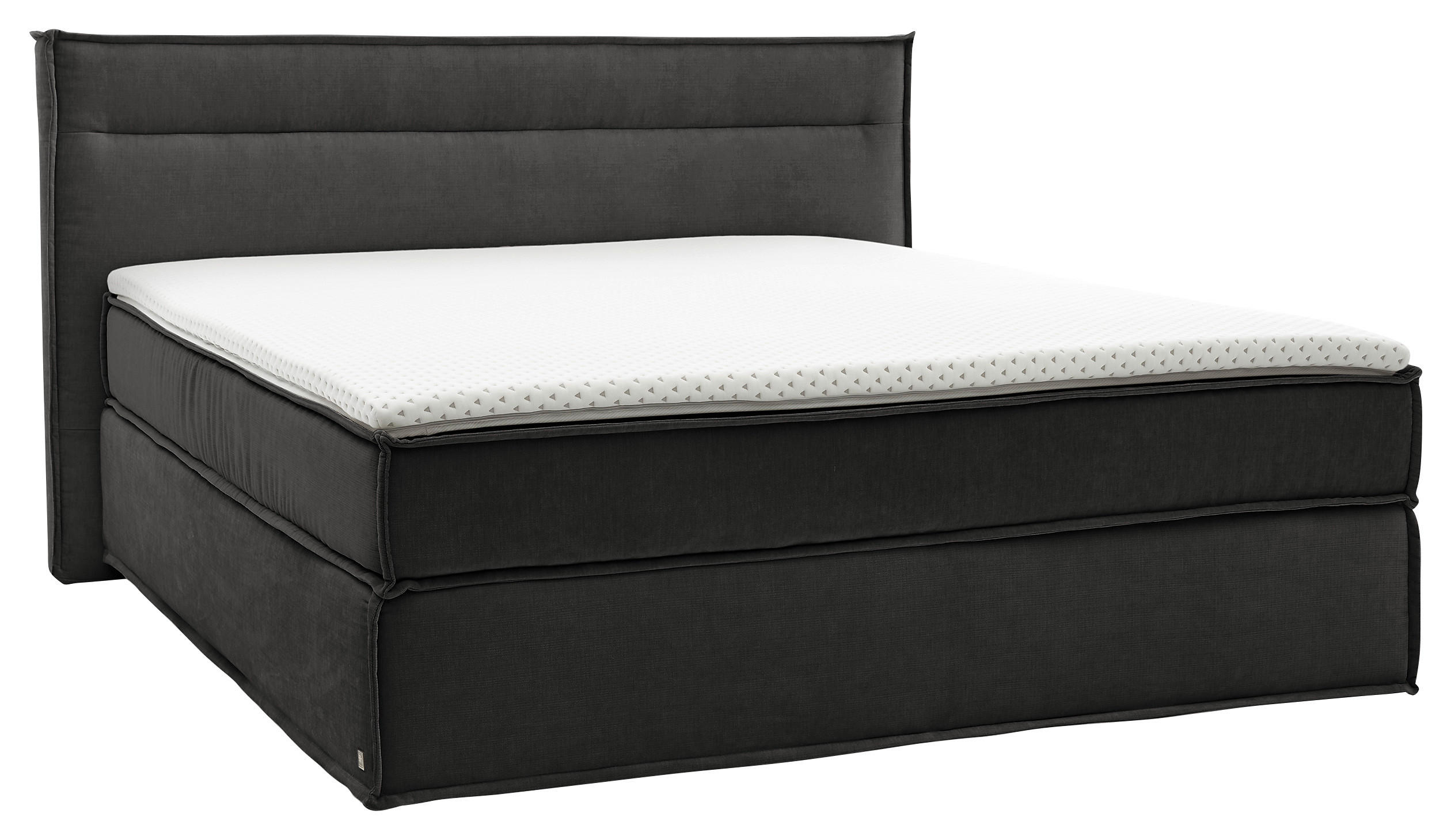 BOXSPRINGBETT 180/200 cm,  in Schwarz, Topper, H2 + H3 = mittel + fest  - Schwarz, Design, Textil (180/200cm) - Musterring