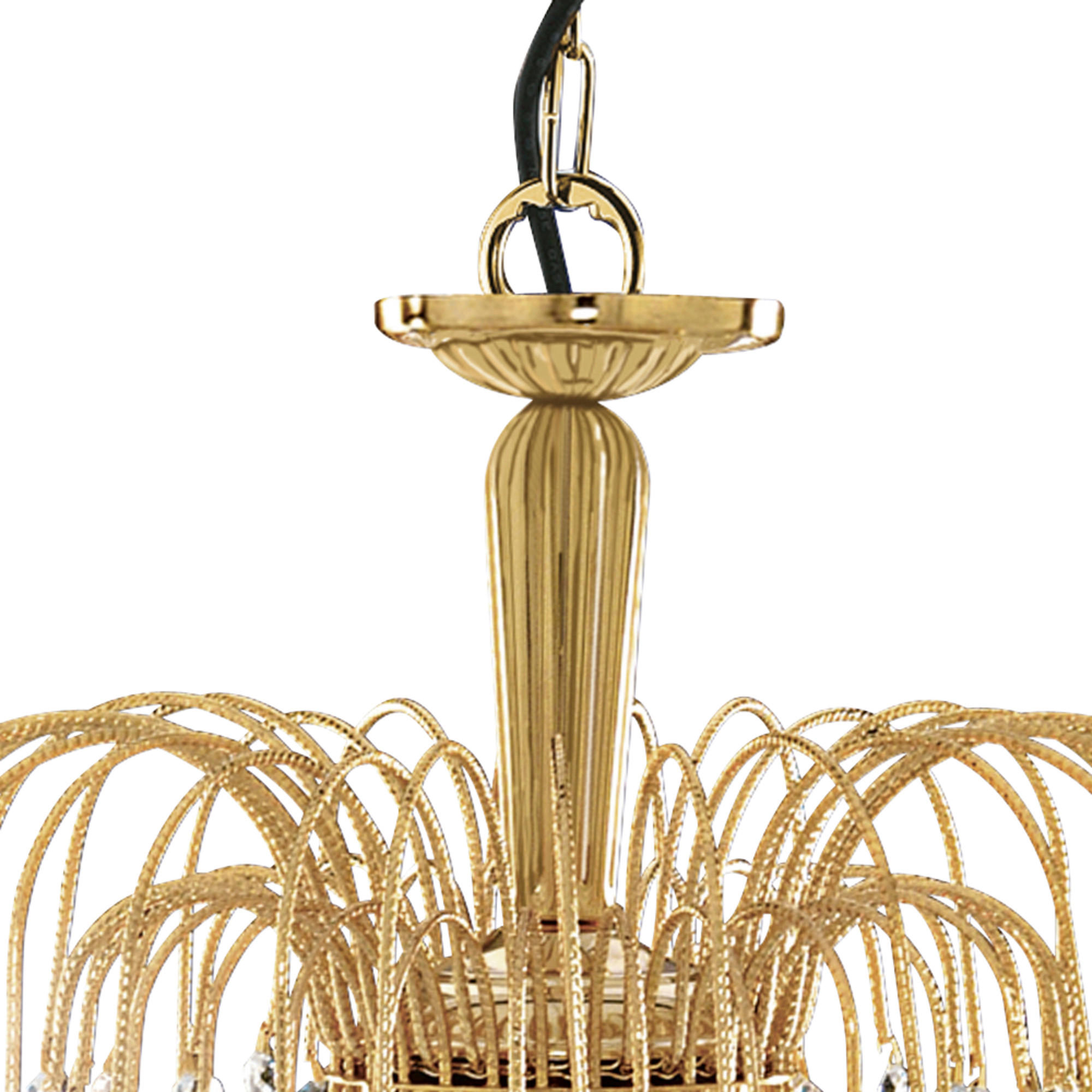 KRISTALL-HÄNGELEUCHTE 42/98 cm   - Goldfarben, Design, Glas/Metall (42/98cm) - Searchlight