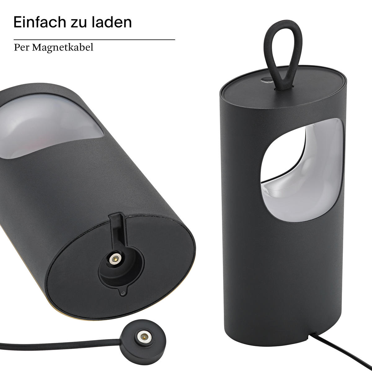 AKKU-TISCHLEUCHTE Lunari 6/8,3/16 cm   - Schwarz, Design, Metall (6/8,3/16cm)