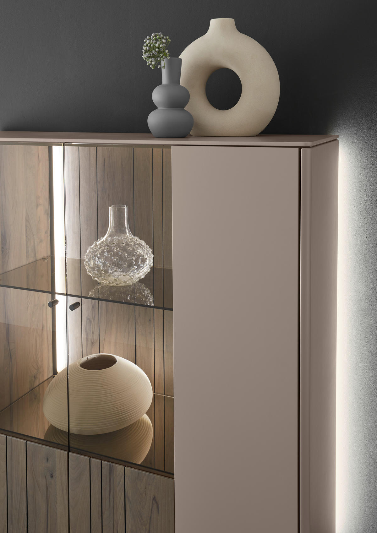 HIGHBOARD Buchefarben, Sandfarben  120/119/41 cm  - Sandfarben/Buchefarben, Design, Glas/Holz (120/119/41cm) - Johann Jakob