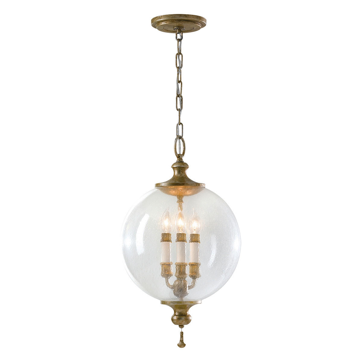 HÄNGLAMPA Argento 30.5/64.3 cm  - guldfärgad, Romantik / Lanthus, metall/glas (30.5/64.3cm) - Elstead Lighting