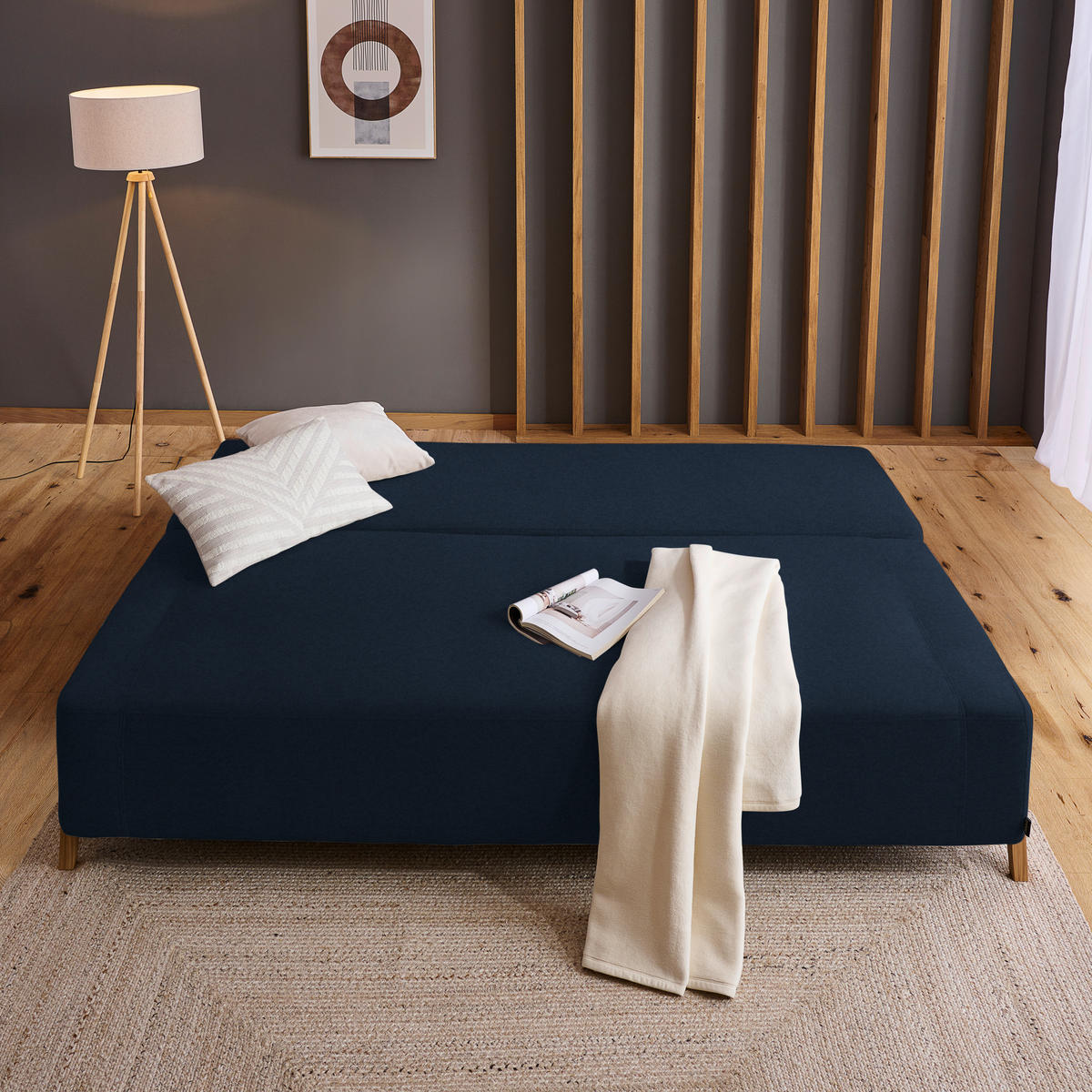 SCHLAFSOFA in Textil Dunkelblau  - Naturfarben/Dunkelblau, Design, Holz/Textil (211/88/102cm) - Niels Andersson
