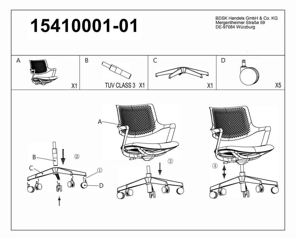 SNURRSTOL  i svart  - svart, Design, textil/plast (59/85-95/49cm) - Voleo